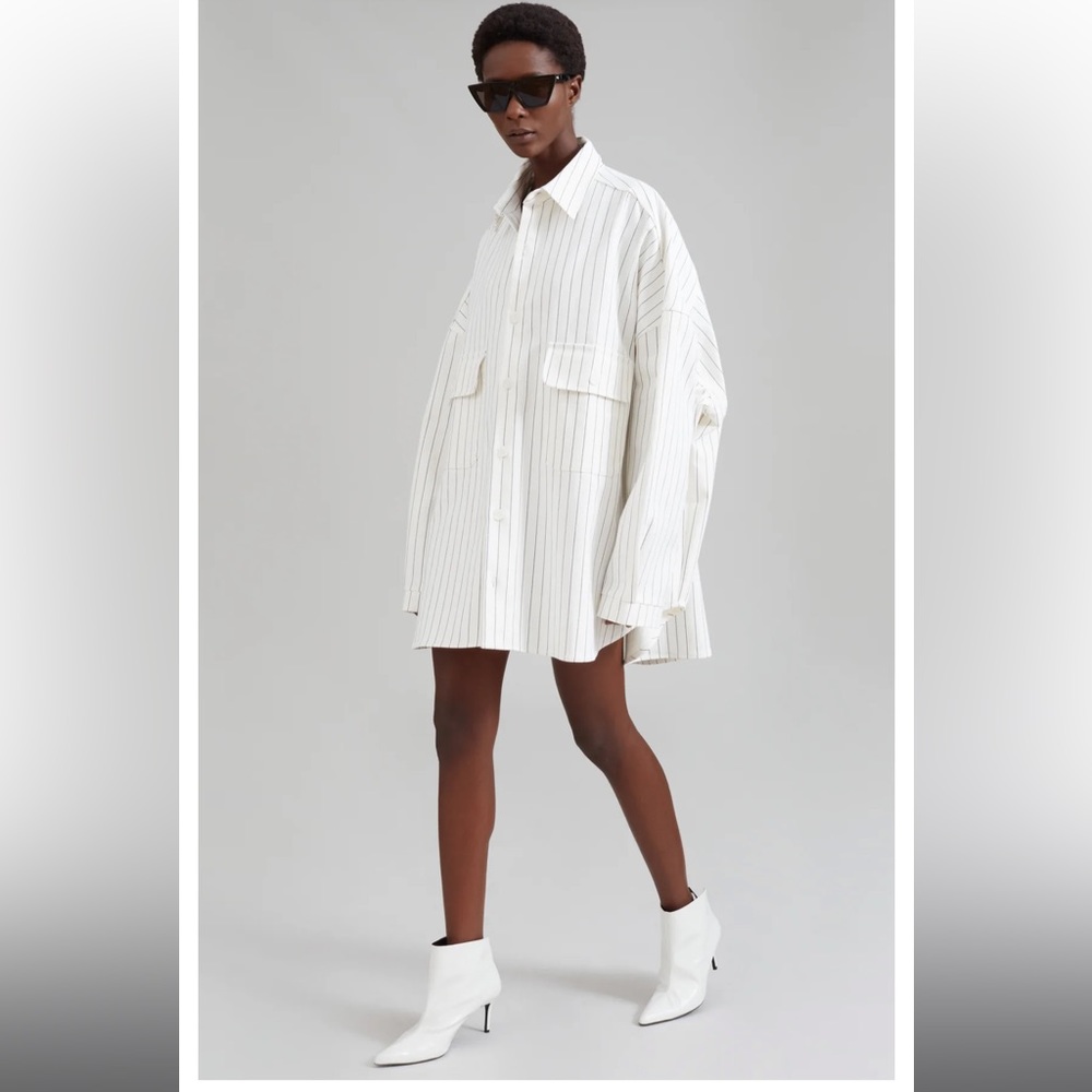 NWT The Frankie Shop DALLAS DENIM OVERSHIRT - BLUE PINSTRIPE size xxxs/xxs